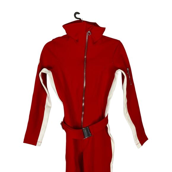 Cordova Ski Suit Snowboarding Waterproof Zip Front Belted Firey Red White Size S - Picture 8 of 16